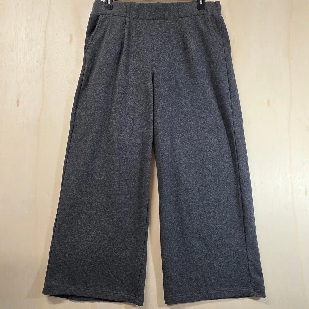 Torrid Charcoal Gray Wide‎ Leg Crop Knit Pants Womens Size 1 US 1X 14-16